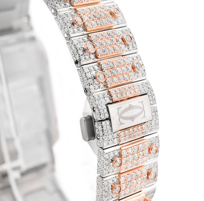 Cartier Santos 40MM 27CT Natural Diamond 2 Tone Rose & White Box and Papers Full Set - Elite Jewelers - Luxury Watch