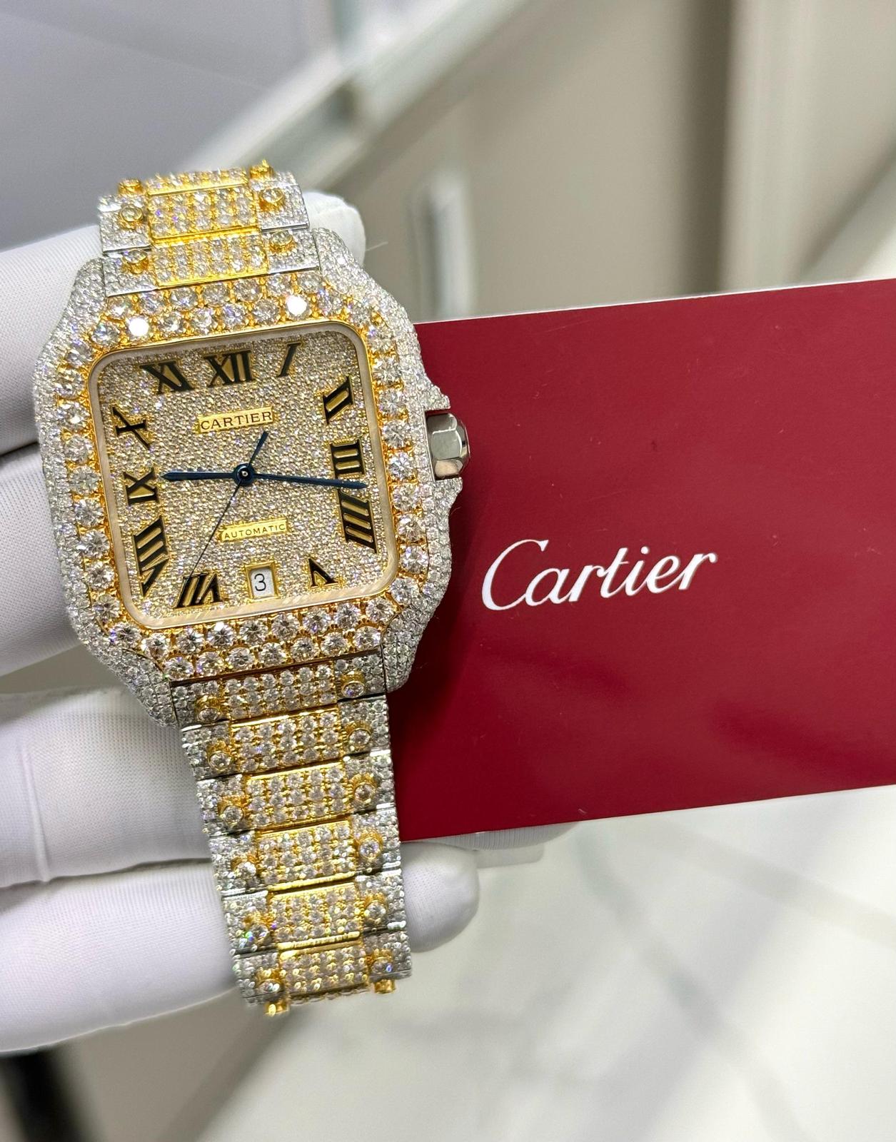 Cartier Santos 40MM Natural Diamond 2 Tone Yellow & White Box and Papers Full Set - Deposit - Elite Jewelers - Luxury Watch