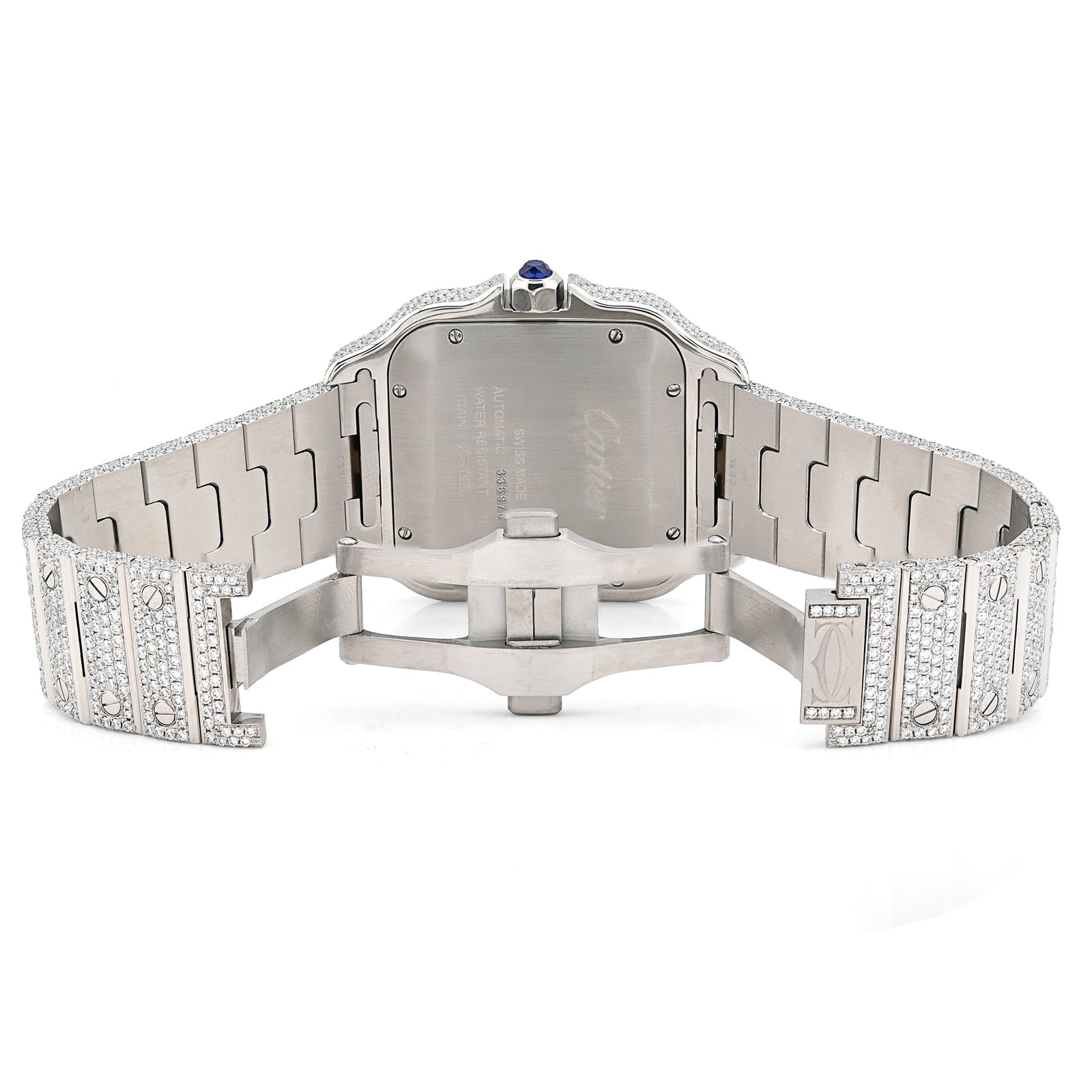 Cartier Santos All White 40MM 18CT Natural Diamond Box and Papers Full Set Watch - Elite Jewelers - Luxury Watch