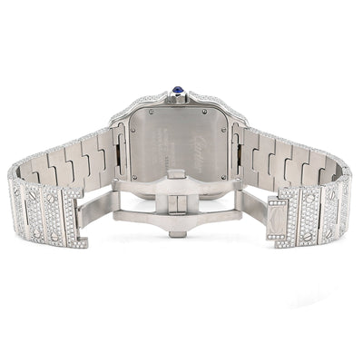 Cartier Santos All White 40MM 18CT Natural Diamond Box and Papers Full Set Watch - Elite Jewelers - Luxury Watch