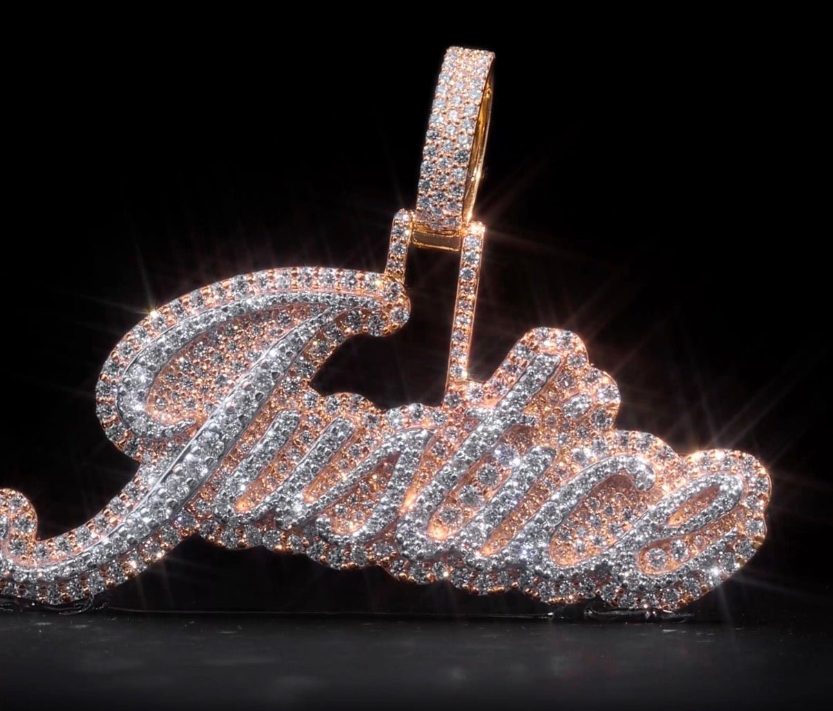 Custom Diamond Name Pendant (Justice) - Elite Jewelers - Custom Jewelry