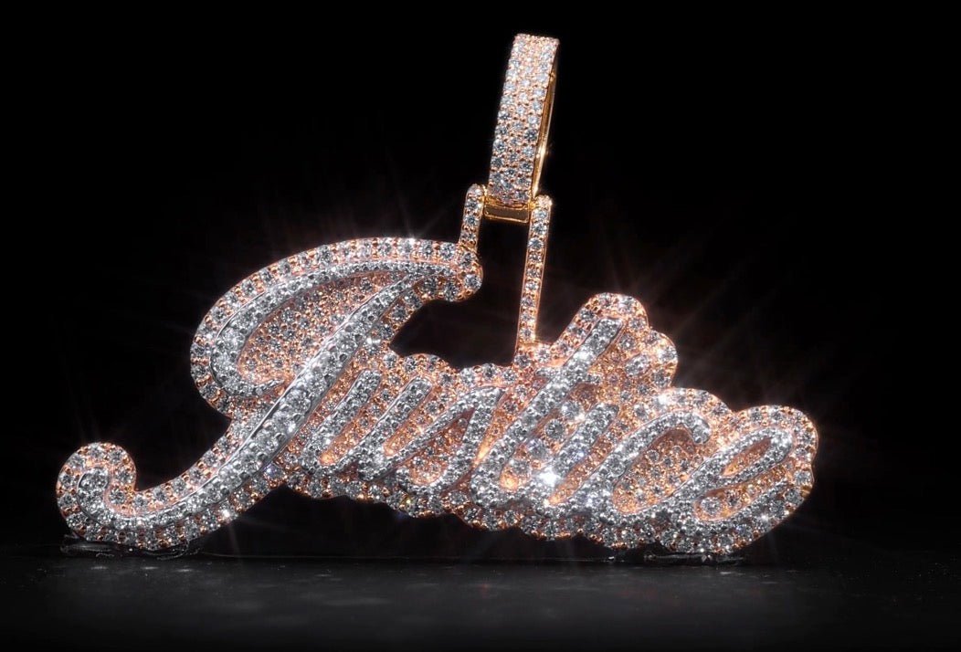 Custom Diamond Name Pendant (Justice) - Elite Jewelers - Custom Jewelry