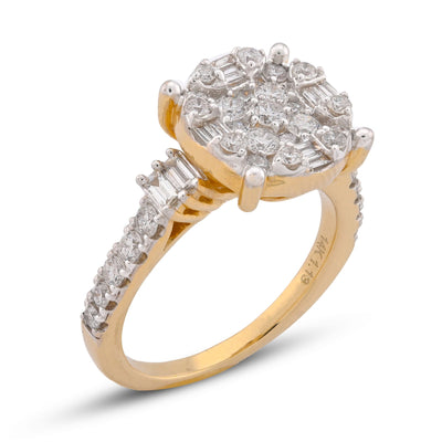 Diamond Cluster Flower Set Women Ring Natural Diamond 1CT 10K Yellow Gold - Elite Jewelers-Rings
