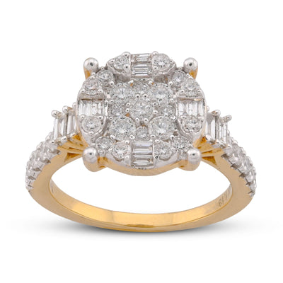 Diamond Cluster Flower Set Women Ring Natural Diamond 1CT 10K Yellow Gold - Elite Jewelers-Rings
