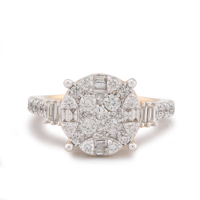 Diamond Cluster Flower Set Women Ring Natural Diamond 1CT 10K Yellow Gold - Elite Jewelers-Rings