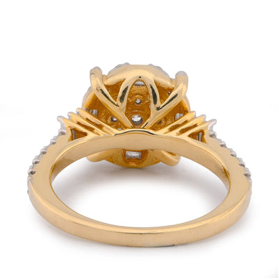 Diamond Cluster Flower Set Women Ring Natural Diamond 1CT 10K Yellow Gold - Elite Jewelers-Rings