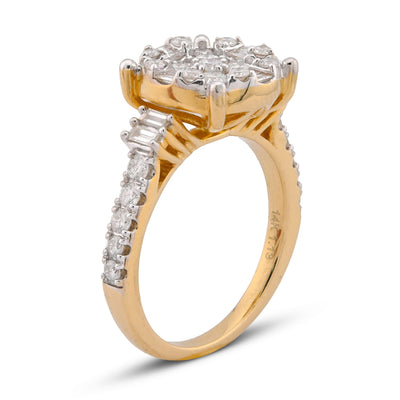 Diamond Cluster Flower Set Women Ring Natural Diamond 1CT 10K Yellow Gold - Elite Jewelers-Rings