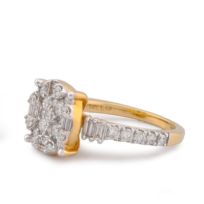 Diamond Cluster Flower Set Women Ring Natural Diamond 1CT 10K Yellow Gold - Elite Jewelers-Rings