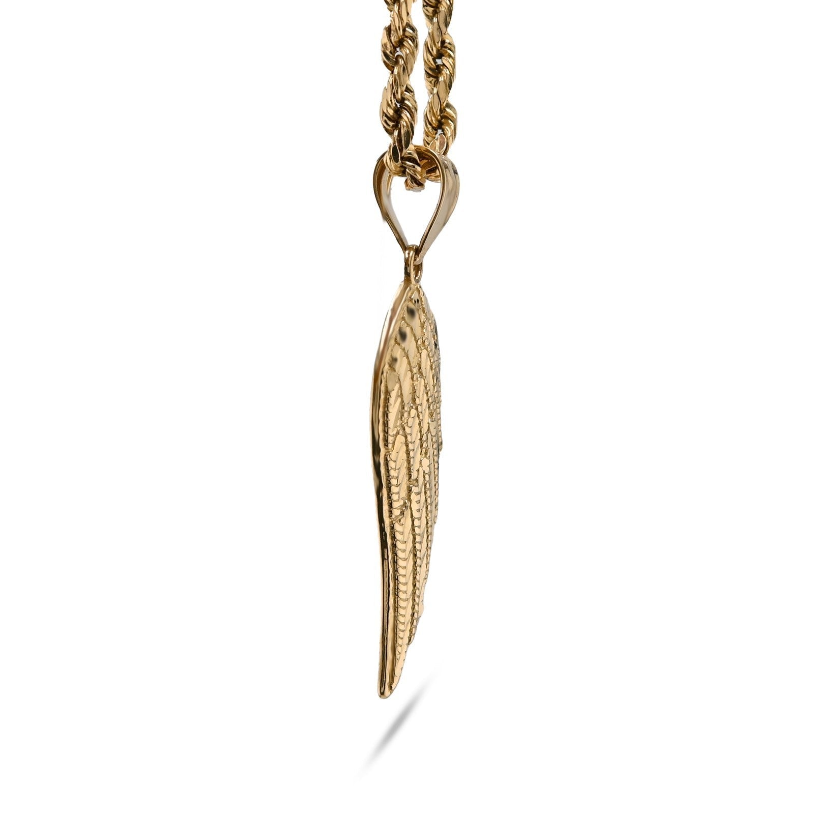 Diamond - Cut Angel Wing Pendant Charm Real 10K Yellow Gold - Elite Jewelers - Charms & Pendants