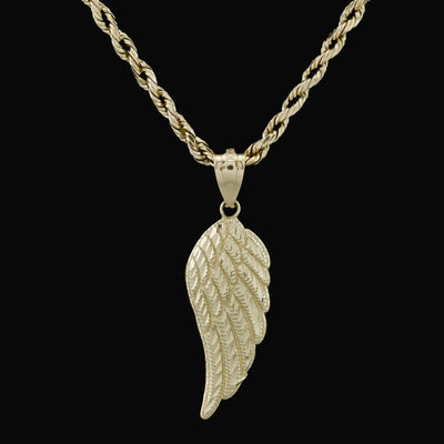 Diamond - Cut Angel Wing Pendant Charm Real 10K Yellow Gold - Elite Jewelers - Charms & Pendants