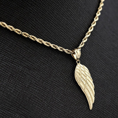 Diamond - Cut Angel Wing Pendant Charm Real 10K Yellow Gold - Elite Jewelers - Charms & Pendants