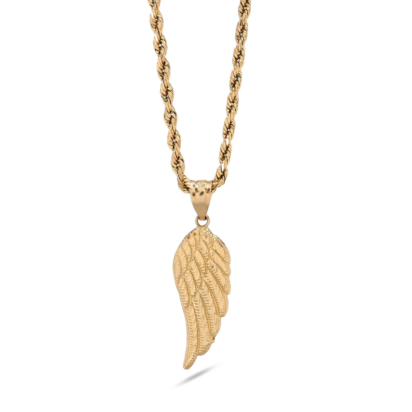 Diamond - Cut Angel Wing Pendant Charm Real 10K Yellow Gold - Elite Jewelers - Charms & Pendants