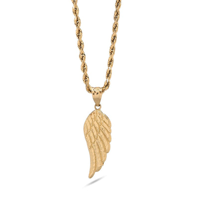 Diamond - Cut Angel Wing Pendant Charm Real 10K Yellow Gold - Elite Jewelers - Charms & Pendants