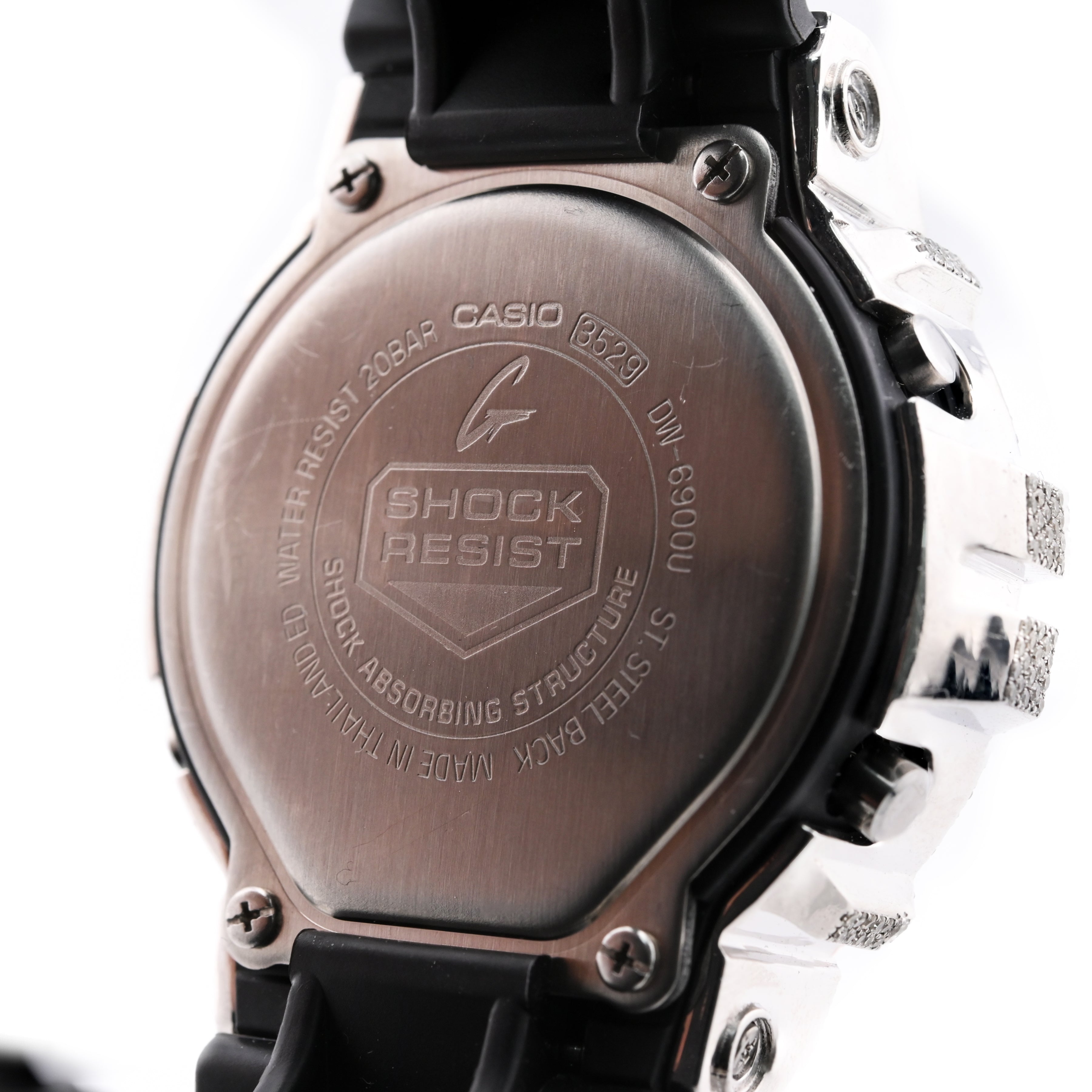 G-Shock DW6900U Diamond Iced Out Two Tone 4.60 CTW Rose Gold and White Bezel Watch