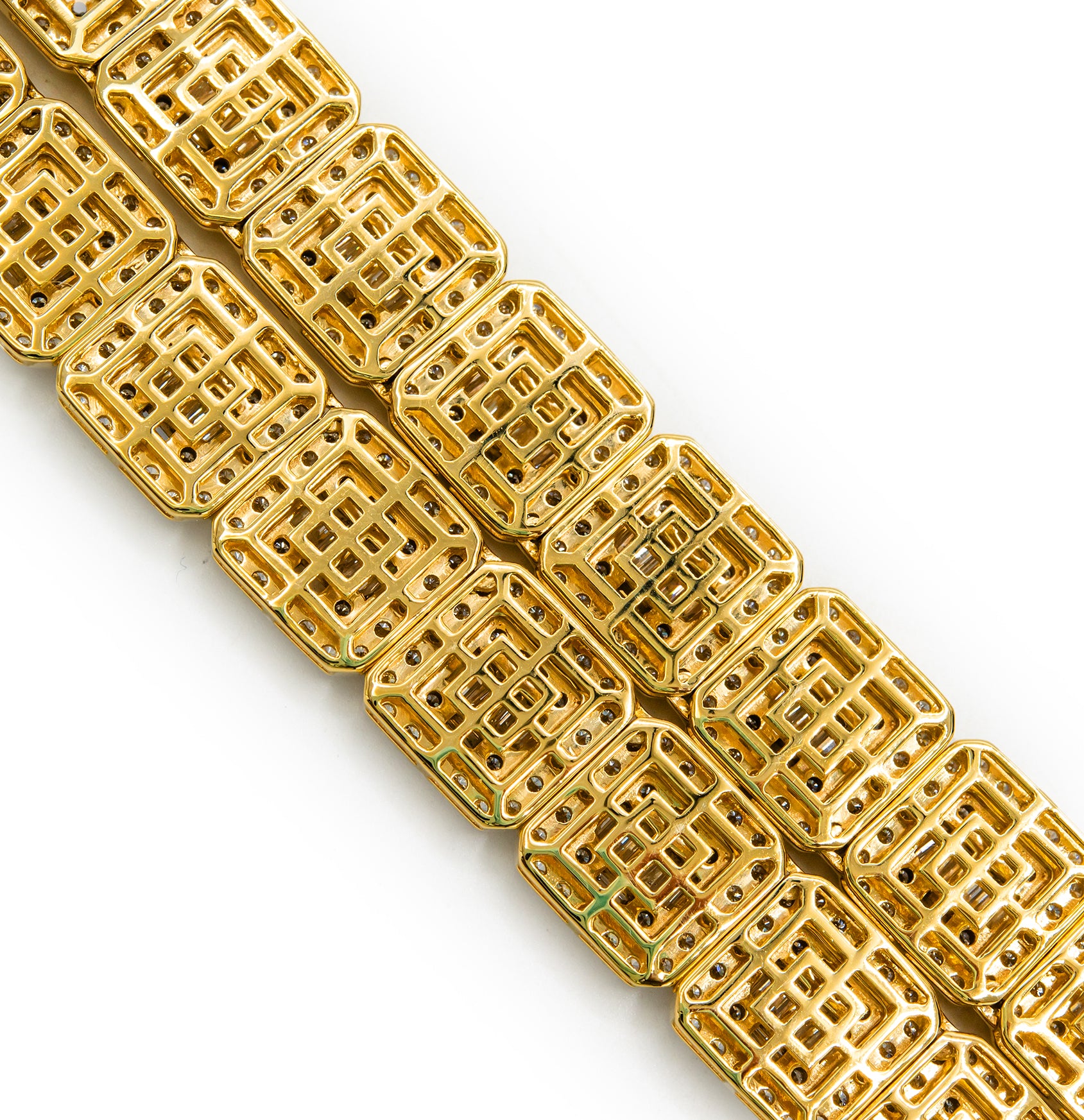 10KT Yellow Gold 21 CTW Natural Diamond VS Baguette Tennis Chain 21" Necklace