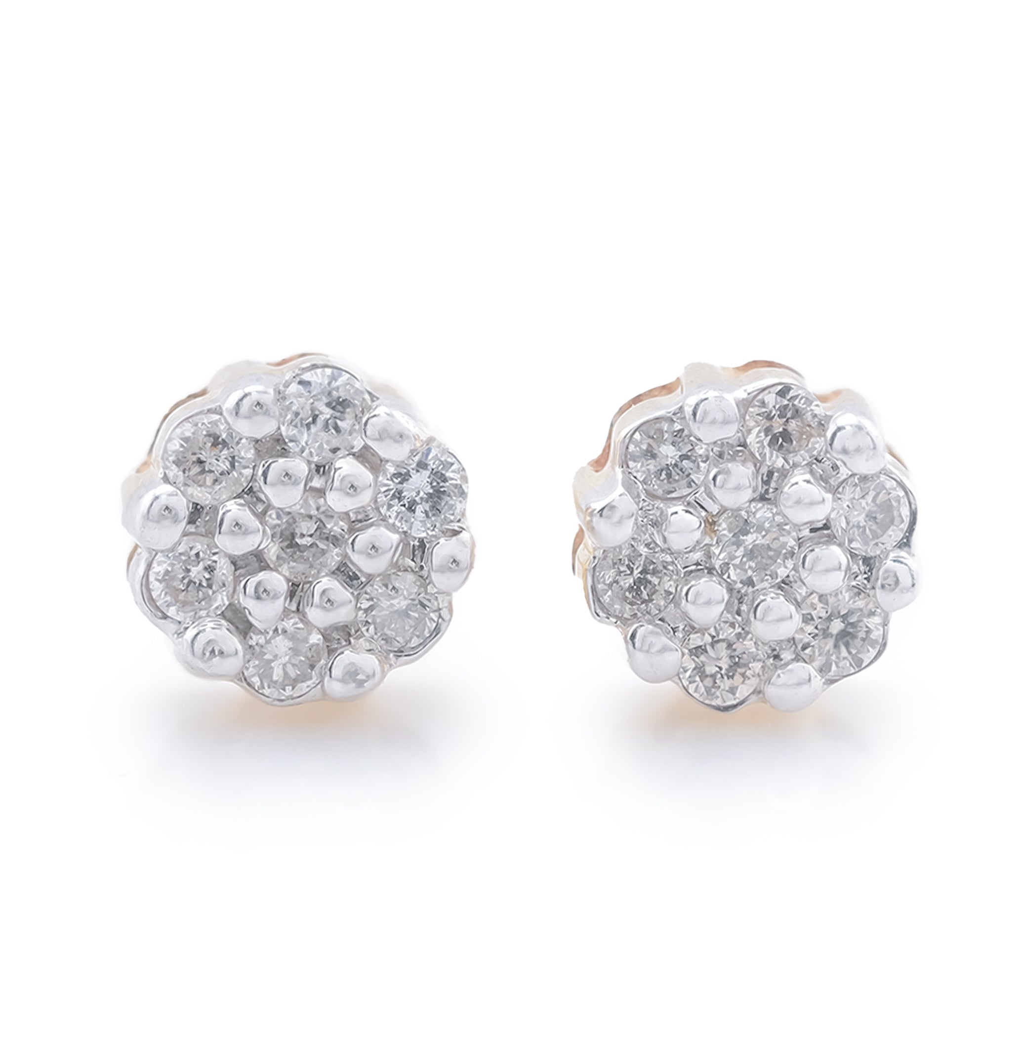 10k Yellow Gold Flower Cluster 0.11CT Diamond Stud Earrings