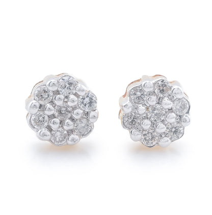 10k Yellow Gold Flower Cluster 0.11CT Diamond Stud Earrings