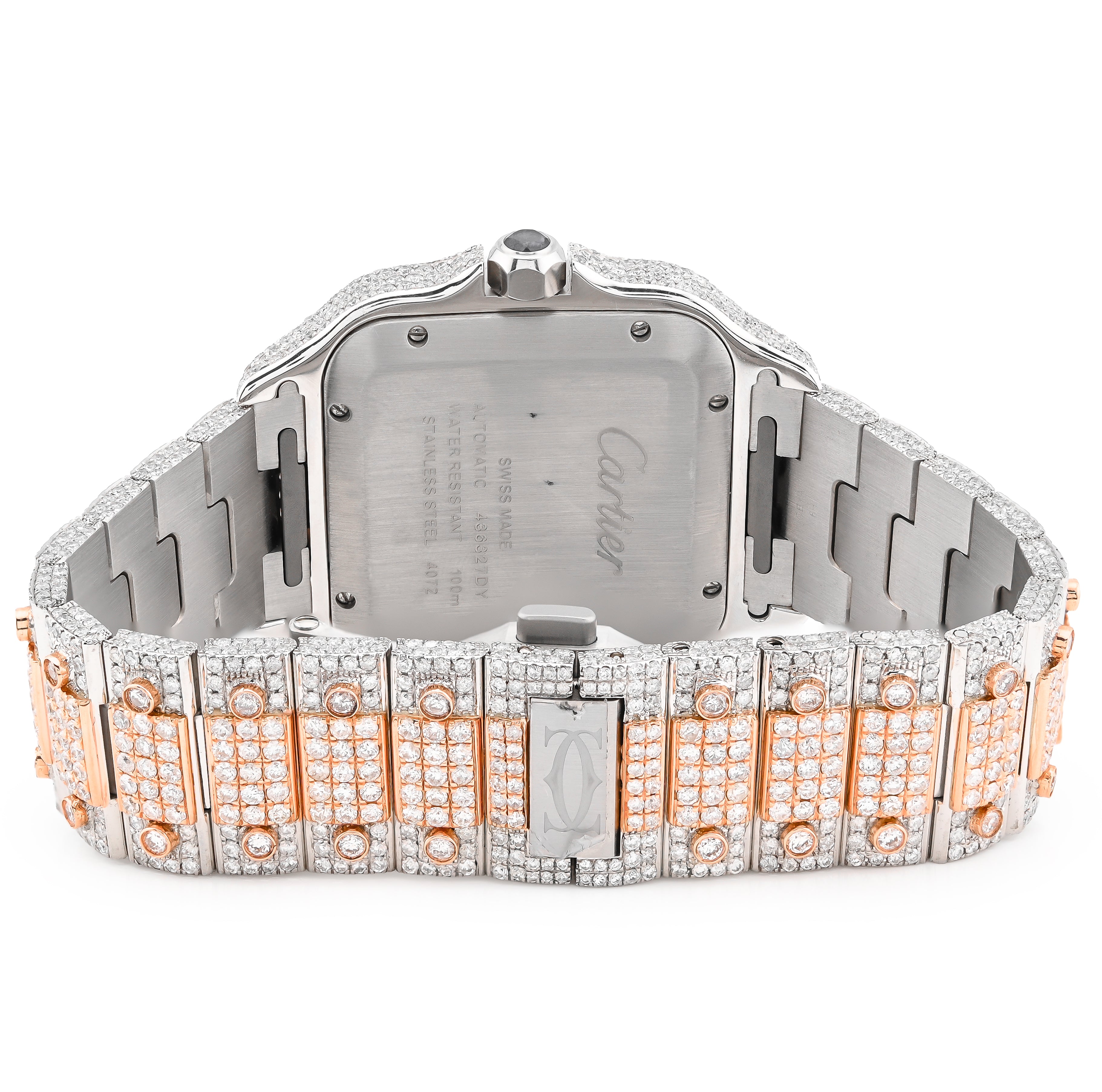 Cartier Santos 40MM 27CT Natural Diamond 2 Tone Rose & White All Orignal Box and Papers Full Set