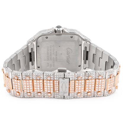 Cartier Santos 40MM 27CT Natural Diamond 2 Tone Rose & White All Orignal Box and Papers Full Set