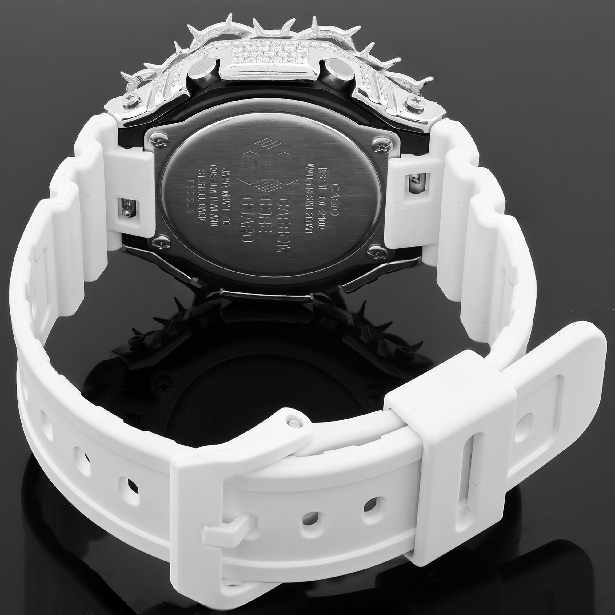 G-Shock GA-2100 Black Dial 7.50 CTW Diamond Thorn Bezel Iced Out Watch