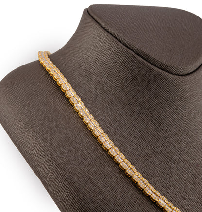 10K Yellow Gold 8.35 CTW Natural Diamond VS Baguette Tennis Chain 20'' Necklace