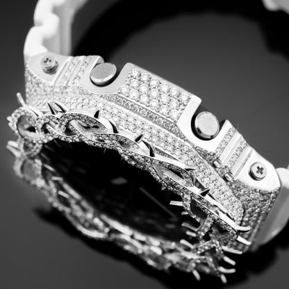 G-Shock GA-2100 Black Dial 7.50 CTW Diamond Thorn Bezel Iced Out Watch