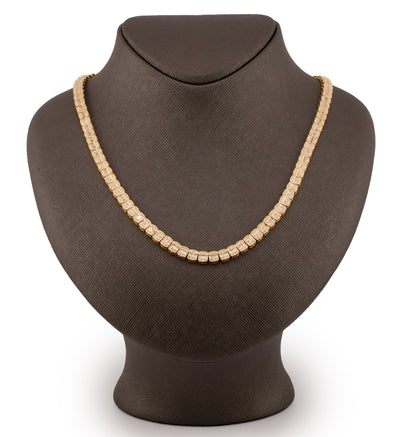 10K Yellow Gold 8.35 CTW Natural Diamond VS Baguette Tennis Chain 20'' Necklace