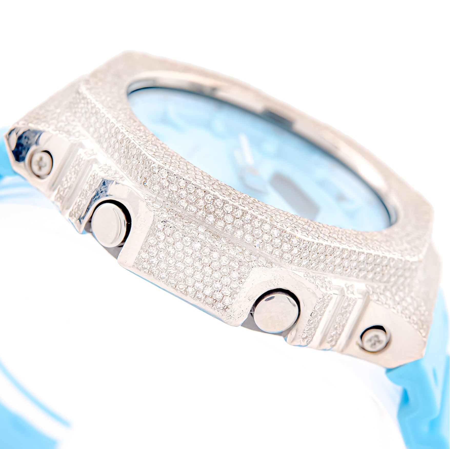 G-Shock GM2100 Blue Dial Custom Iced-Out with 5.40 CTW White Diamonds