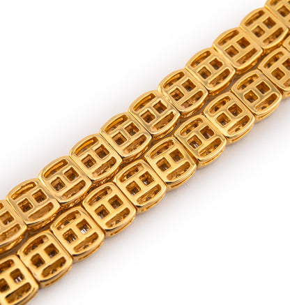 10K Yellow Gold 8.35 CTW Natural Diamond VS Baguette Tennis Chain 20'' Necklace