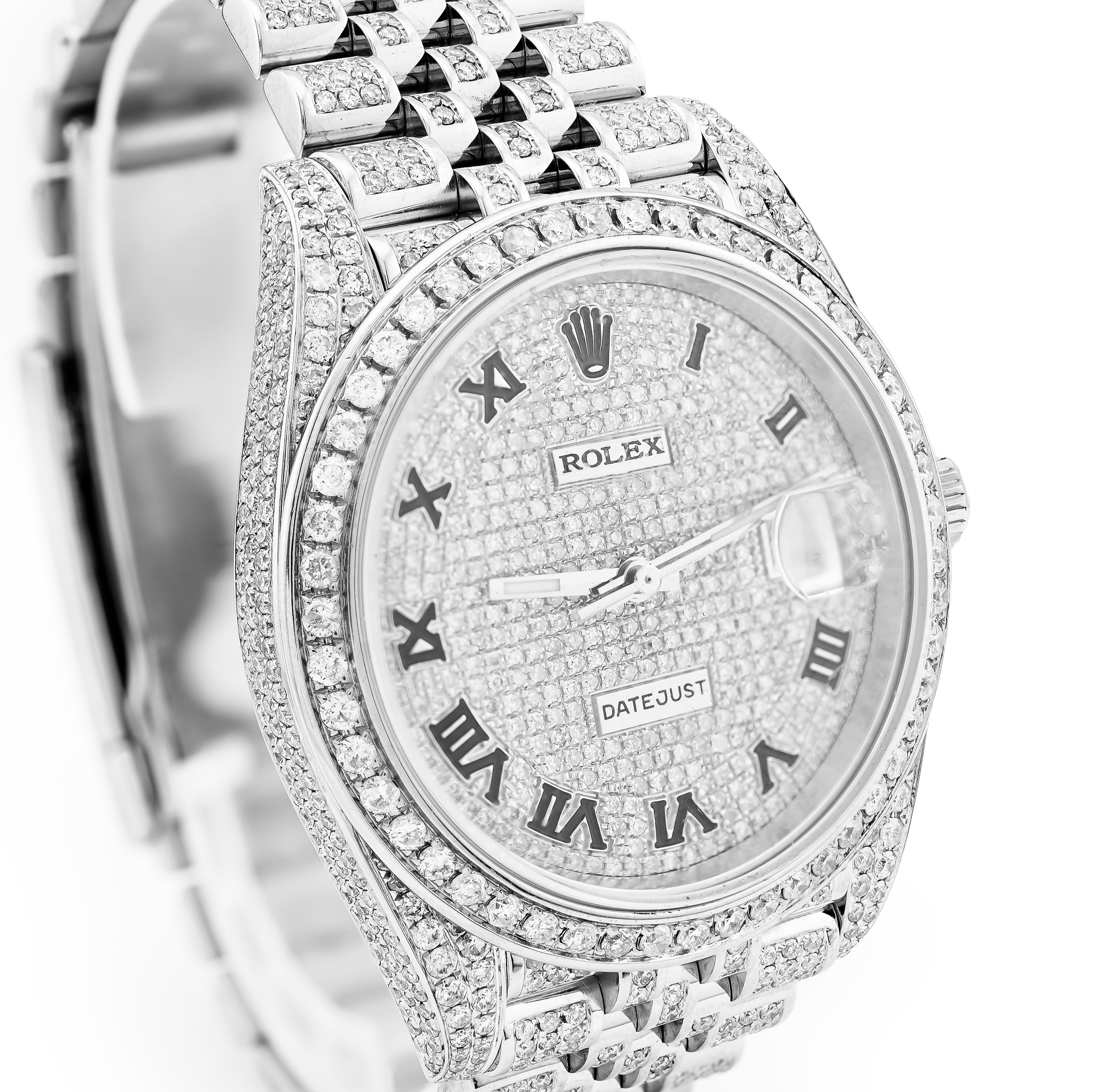 41MM Rolex DJ Natural Diamond 18CT Bussdown Single Row Bezel Roman Dial Jubilee Band Watch 126300