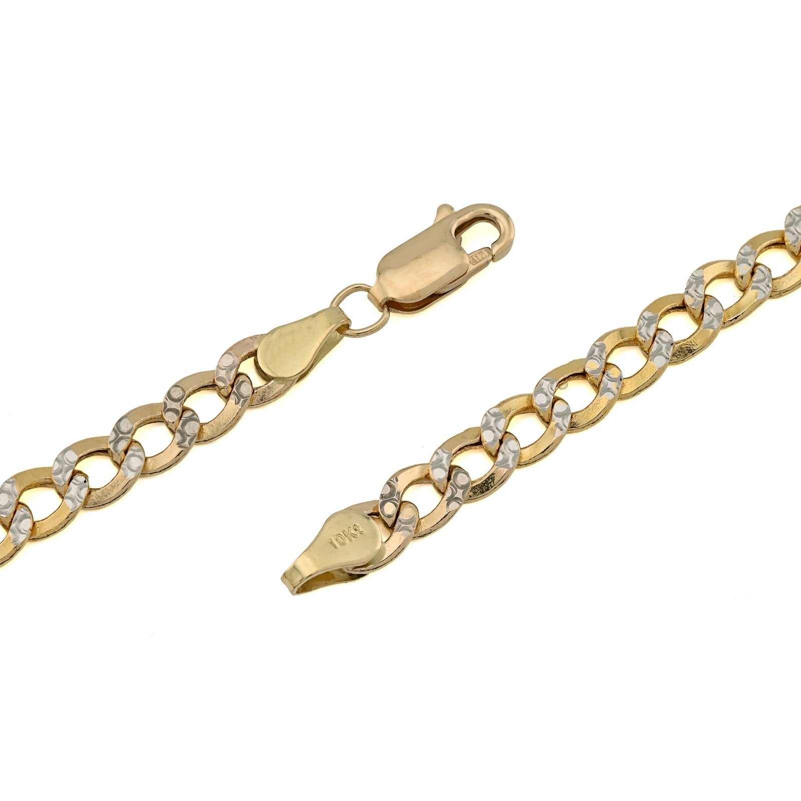 Fine 10k Two - Tone Gold 9.4gms 5MM Diamond Cut Cuban Chain Mens 20 Inch Necklace - Elite Jewelers - Necklaces & Chains