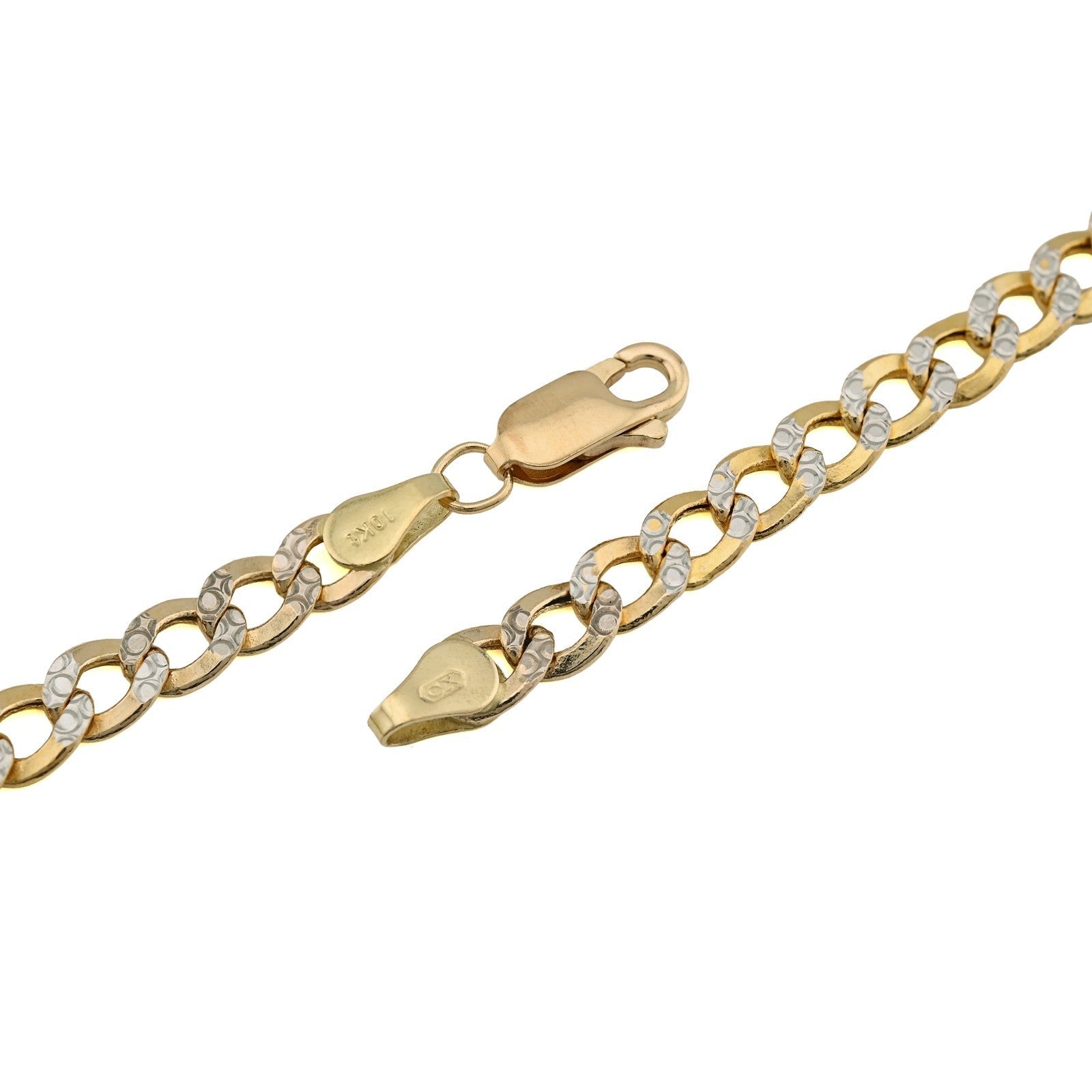 Fine 10k Two - Tone Gold 9.4gms 5MM Diamond Cut Cuban Chain Mens 20 Inch Necklace - Elite Jewelers - Necklaces & Chains