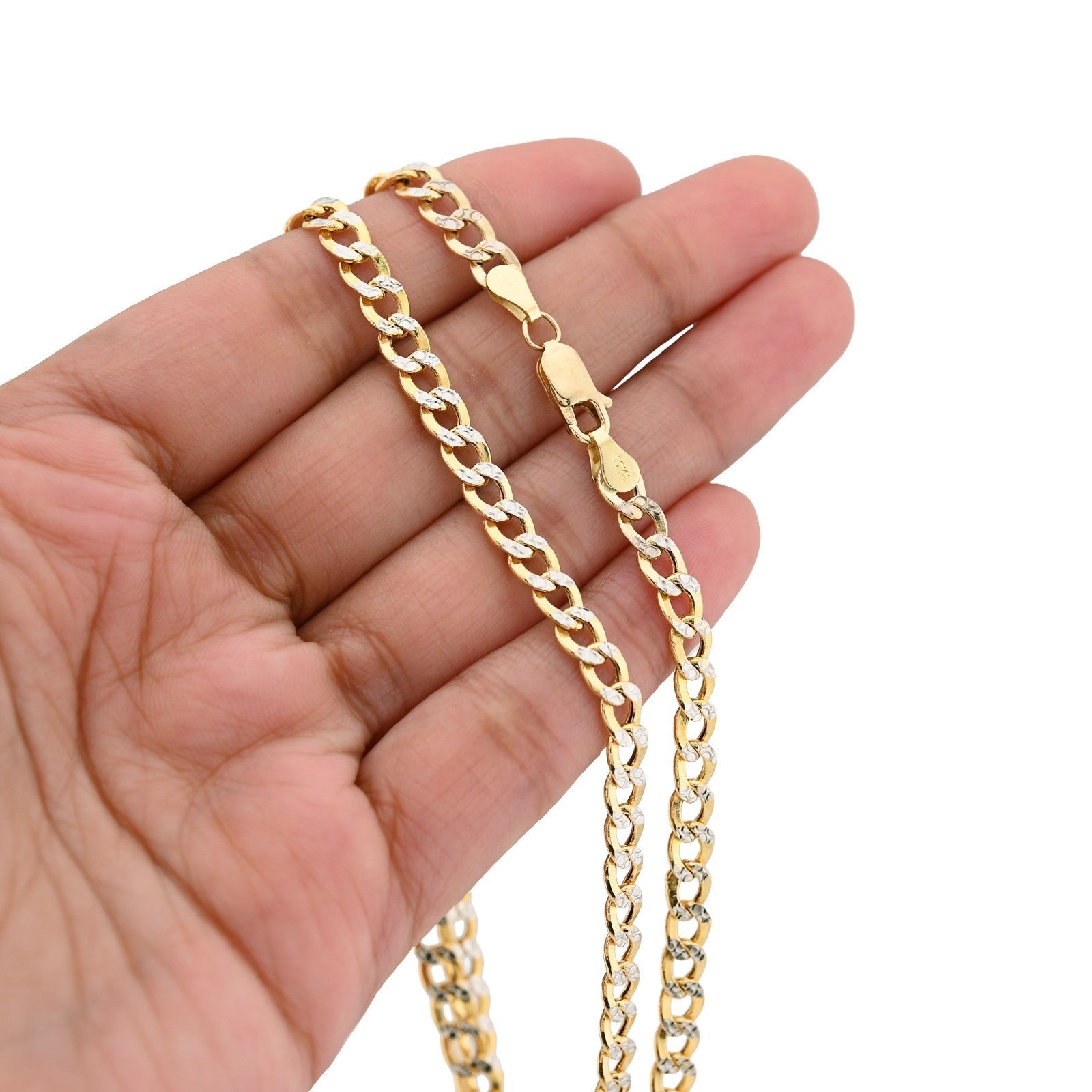 Fine 10k Two - Tone Gold 9.4gms 5MM Diamond Cut Cuban Chain Mens 20 Inch Necklace - Elite Jewelers - Necklaces & Chains
