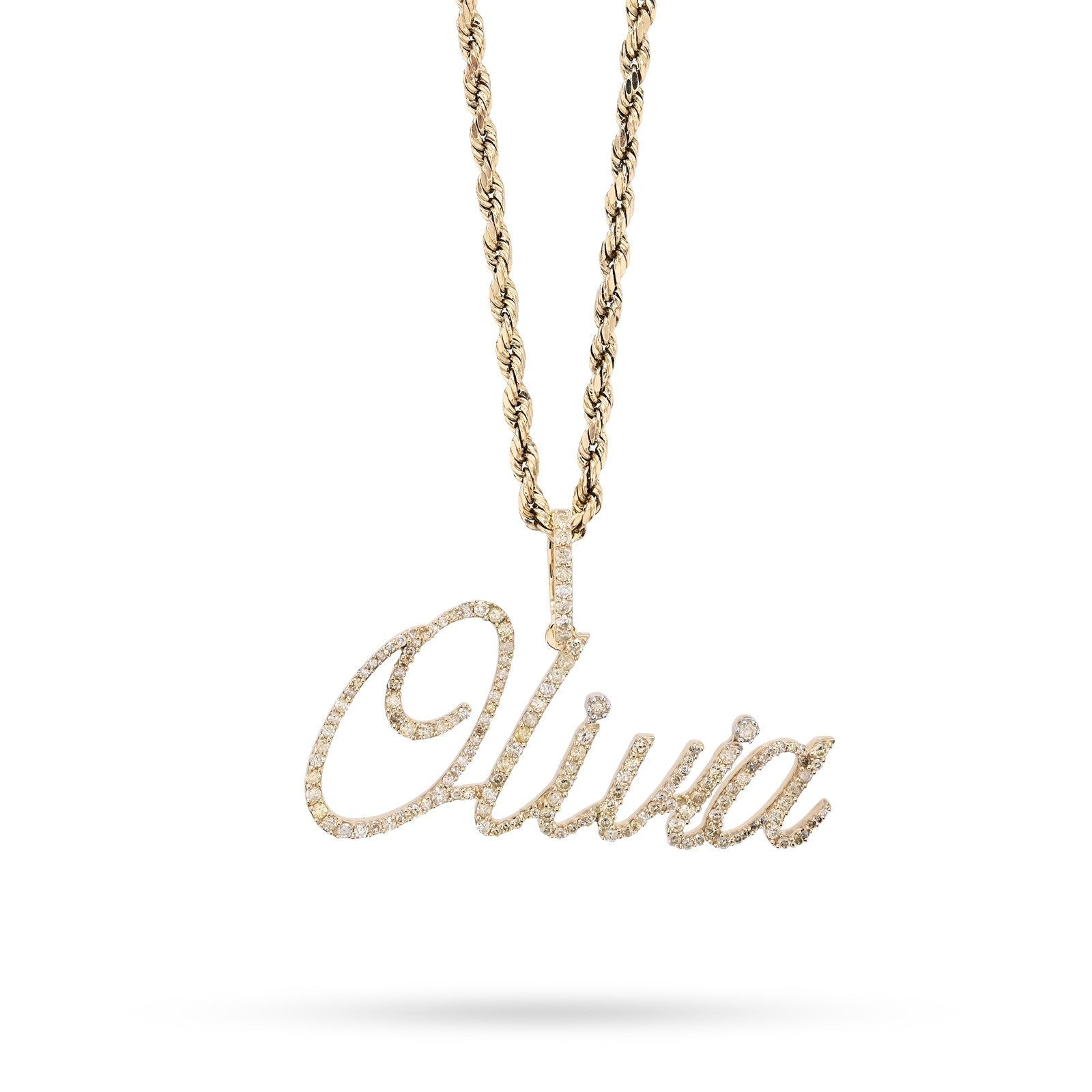 Fine 10k Yellow Gold 1CTW Natural Diamond Name "Olivia" Letter Pendant 3g Charm - Elite Jewelers - Charms & Pendants