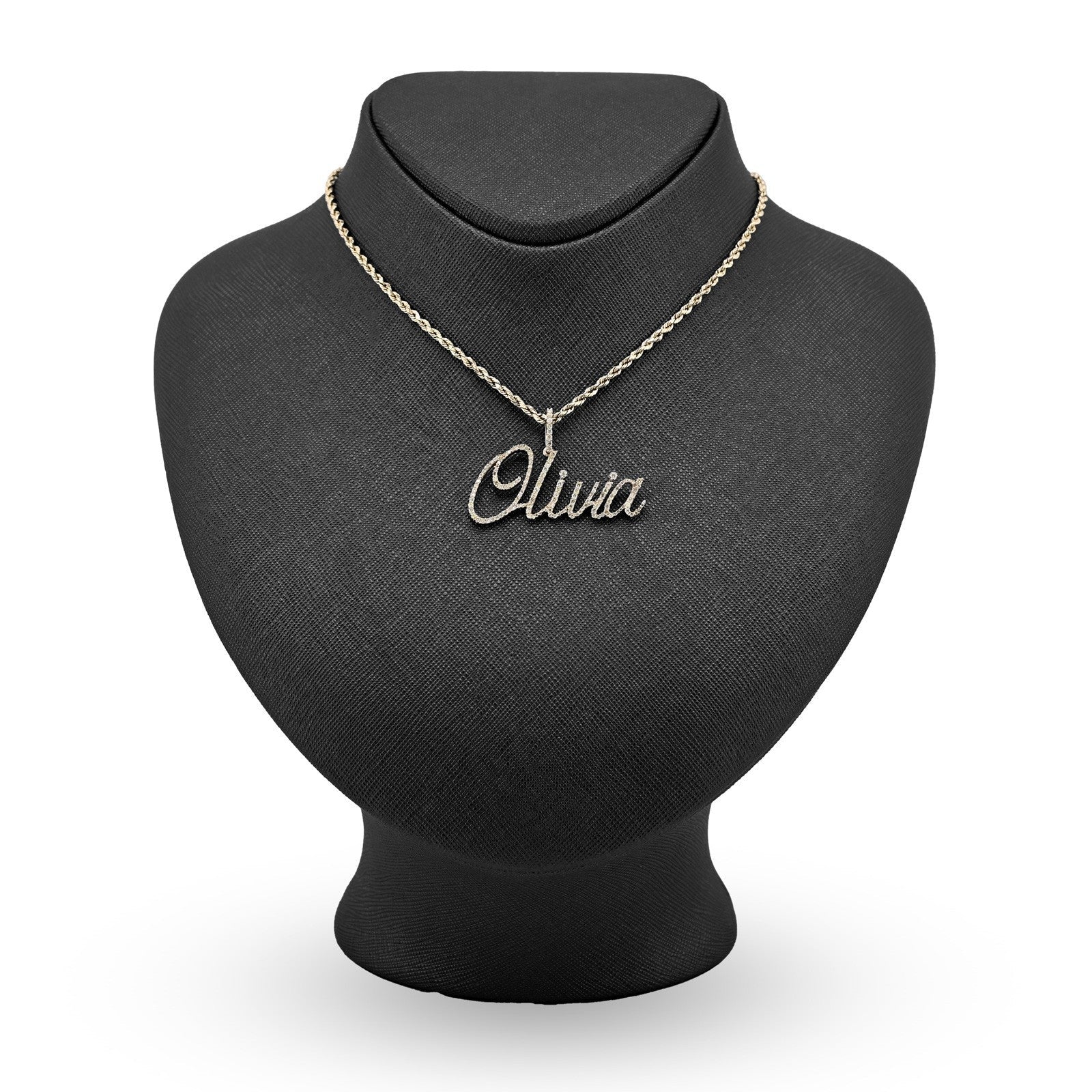Fine 10k Yellow Gold 1CTW Natural Diamond Name "Olivia" Letter Pendant 3g Charm - Elite Jewelers - Charms & Pendants
