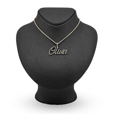 Fine 10k Yellow Gold 1CTW Natural Diamond Name "Olivia" Letter Pendant 3g Charm - Elite Jewelers - Charms & Pendants
