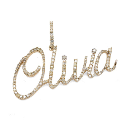 Fine 10k Yellow Gold 1CTW Natural Diamond Name "Olivia" Letter Pendant 3g Charm - Elite Jewelers - Charms & Pendants