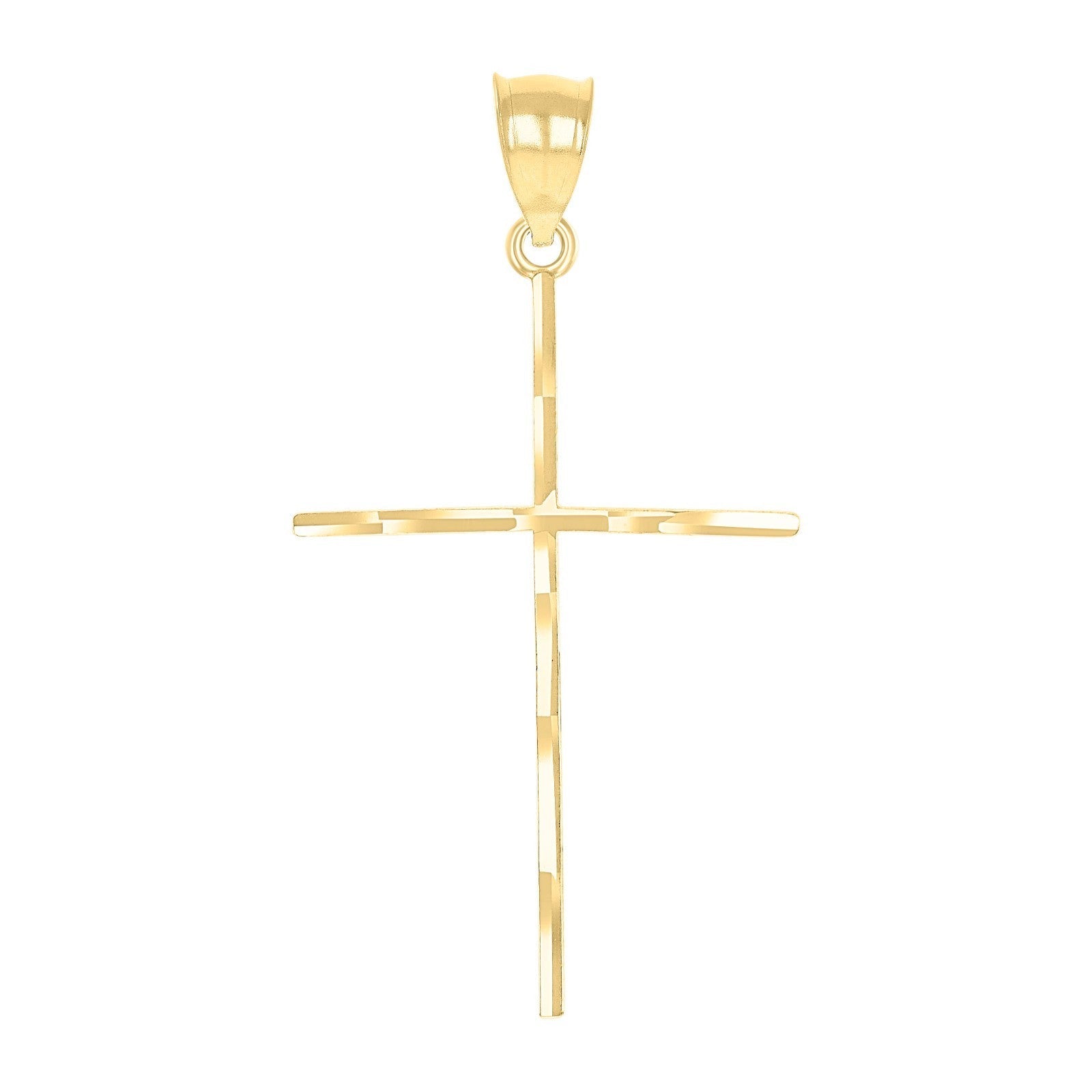 For Mens 10k Yellow & White Gold Diamond - Cut Cross Religious Charm Pendant 1.1g - Elite Jewelers - Charms & Pendants