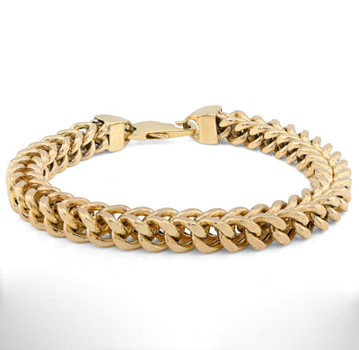 For Mens 8MM Fine 10k Yellow Gold Franco Link Bracelet 33.1grams 9 Inches Armlet - Elite Jewelers - Bracelets