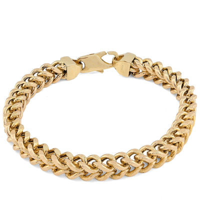 For Mens 8MM Fine 10k Yellow Gold Franco Link Bracelet 33.1grams 9 Inches Armlet - Elite Jewelers - Bracelets