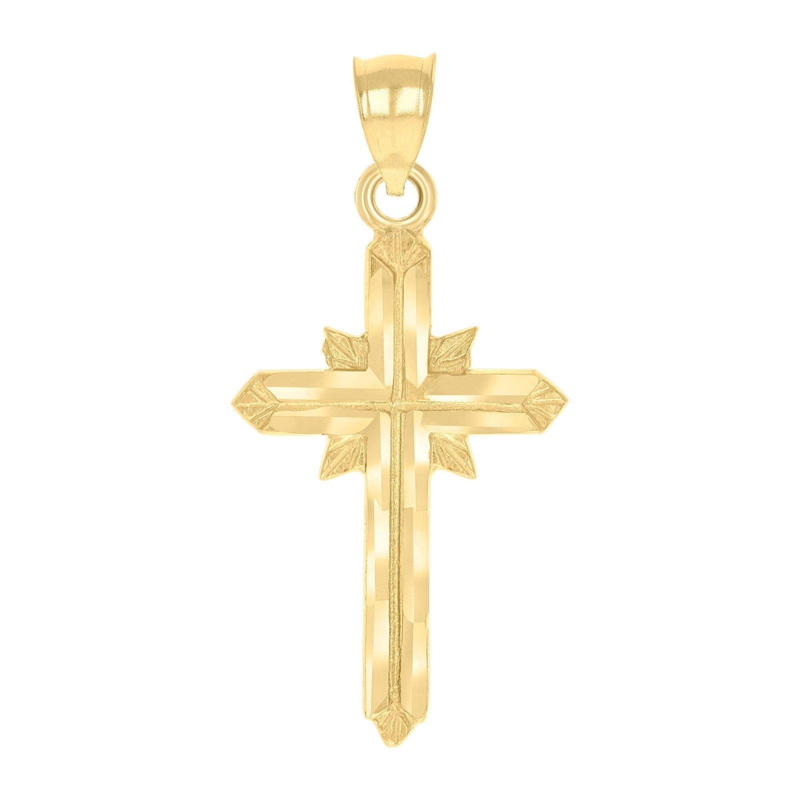 For Mens Womens 10k Yellow Gold Diamond - Cut 1.3gms Cross Religious Charm Pendant - Elite Jewelers - Charms & Pendants