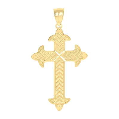 For Womens 10k Yellow Gold Textured Cross Religious Charm 1.1gms Pendant - Elite Jewelers - Charms & Pendants