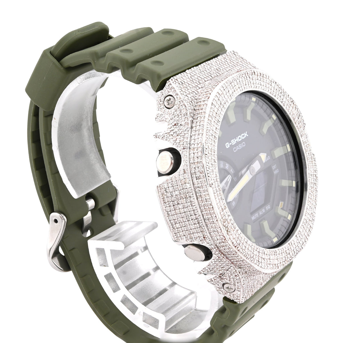 G-Shock 2100 5CT Natural Diamond Green Band Black Face Watch - Elite Jewelers-Luxury Watch