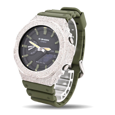 G-Shock 2100 5CT Natural Diamond Green Band Black Face Watch - Elite Jewelers-Luxury Watch
