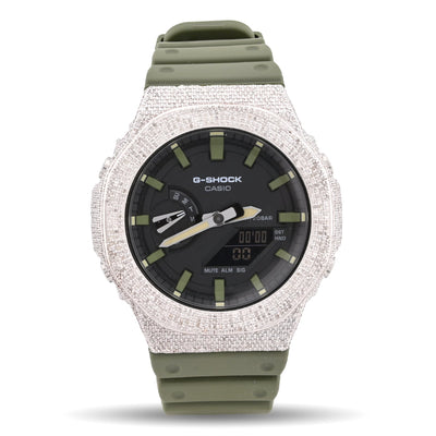 G-Shock 2100 5CT Natural Diamond Green Band Black Face Watch - Elite Jewelers-Luxury Watch