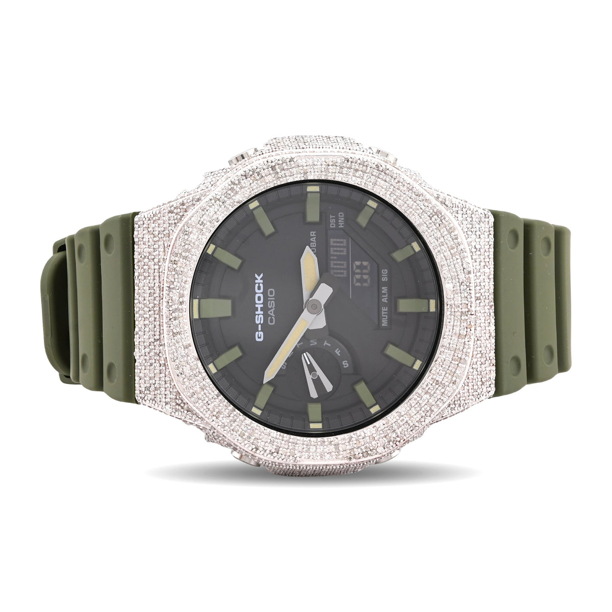 G-Shock 2100 5CT Natural Diamond Green Band Black Face Watch - Elite Jewelers-Luxury Watch