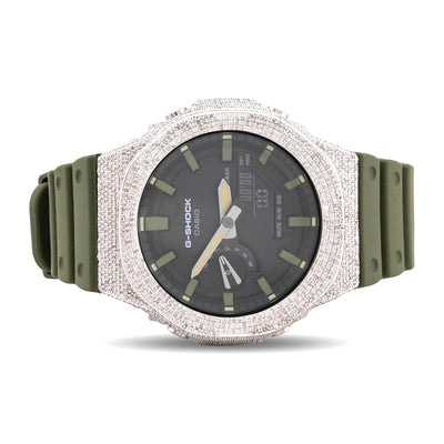G-Shock 2100 5CT Natural Diamond Green Band Black Face Watch - Elite Jewelers-Luxury Watch
