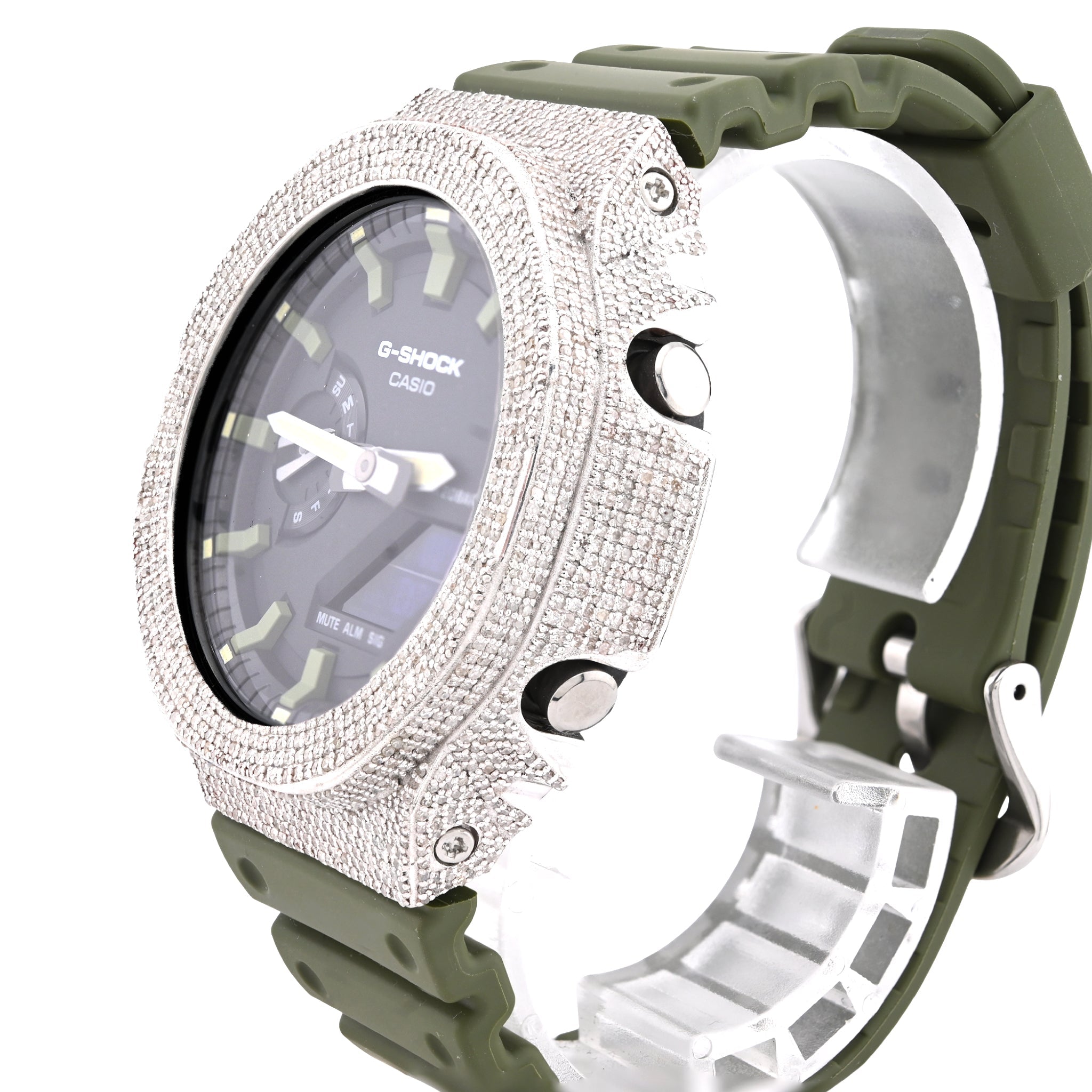 G-Shock 2100 5CT Natural Diamond Green Band Black Face Watch - Elite Jewelers-Luxury Watch
