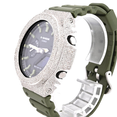G-Shock 2100 5CT Natural Diamond Green Band Black Face Watch - Elite Jewelers-Luxury Watch