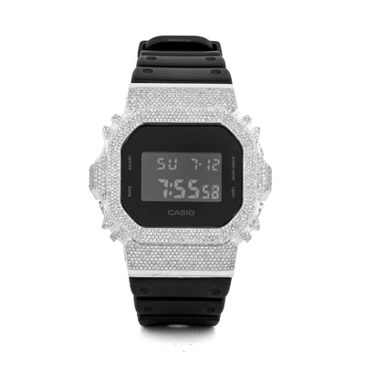 G-Shock DW-5600 3.90CT Natural Diamond White Bezel All Black Watch - Elite Jewelers-Luxury Watch